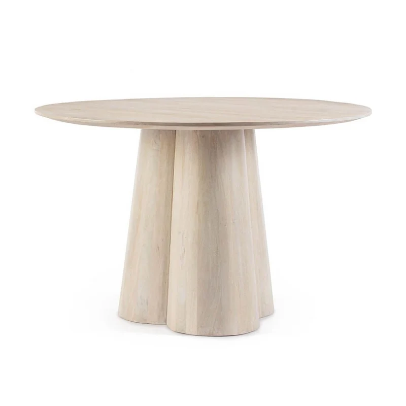 Tavolo da pranzo rotondo in legno di mango bianco diametro 120 cm - ELIJAH