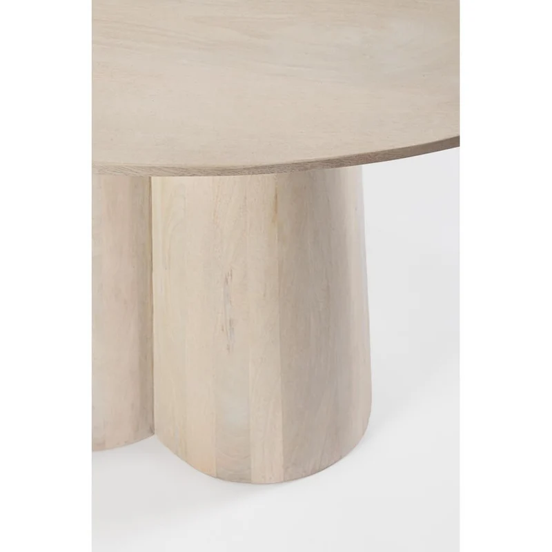 Tavolo da pranzo rotondo in legno di mango bianco diametro 120 cm - ELIJAH
