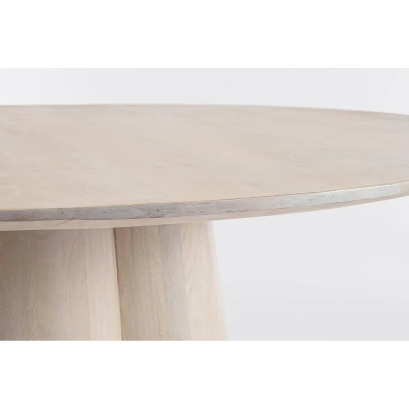 Tavolo da pranzo rotondo in legno di mango bianco diametro 120 cm - ELIJAH
