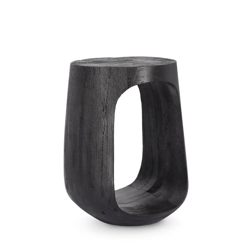 Tavolino in legno di mango nero con apertura scultorea - ALEXIA