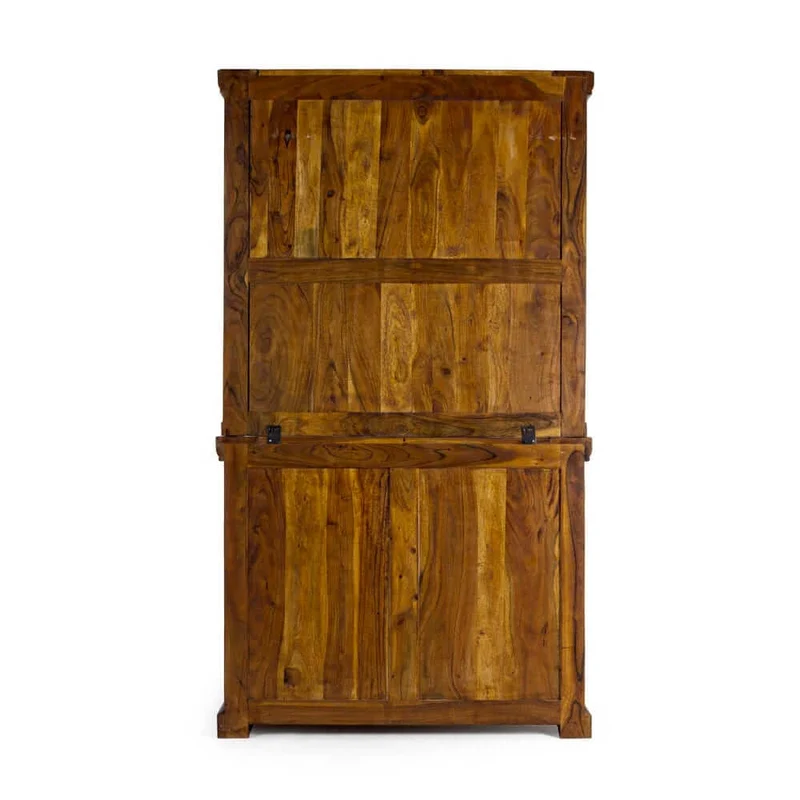 Credenza con Alzata in Legno di Acacia Massello Rustico Anticato - MANSION