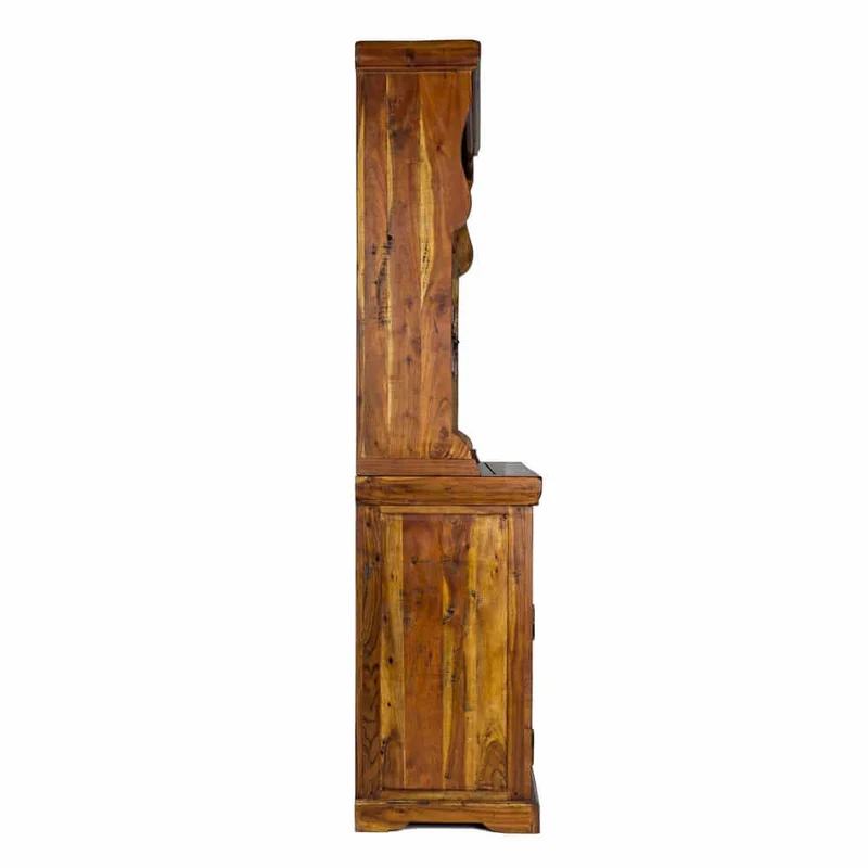 Credenza con Alzata in Legno di Acacia Massello Rustico Anticato - MANSION