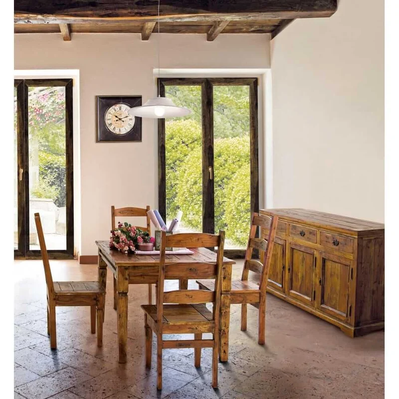 Credenza in Legno di Acacia Massello 3 Ante e 3 Cassetti Rustica - MANSION