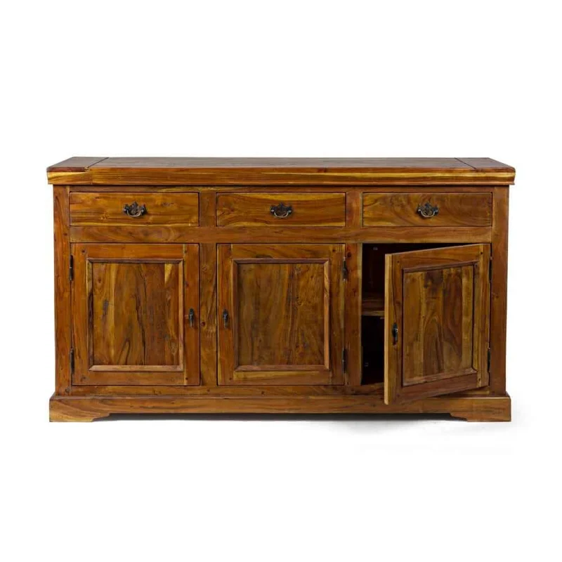 Credenza in Legno di Acacia Massello 3 Ante e 3 Cassetti Rustica - MANSION