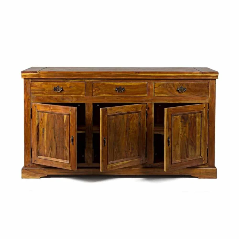 Credenza in Legno di Acacia Massello 3 Ante e 3 Cassetti Rustica - MANSION
