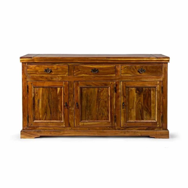 Credenza in Legno di Acacia Massello 3 Ante e 3 Cassetti Rustica - MANSION