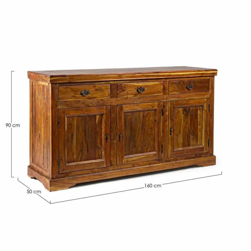 Credenza in Legno di Acacia Massello 3 Ante e 3 Cassetti Rustica - MANSION