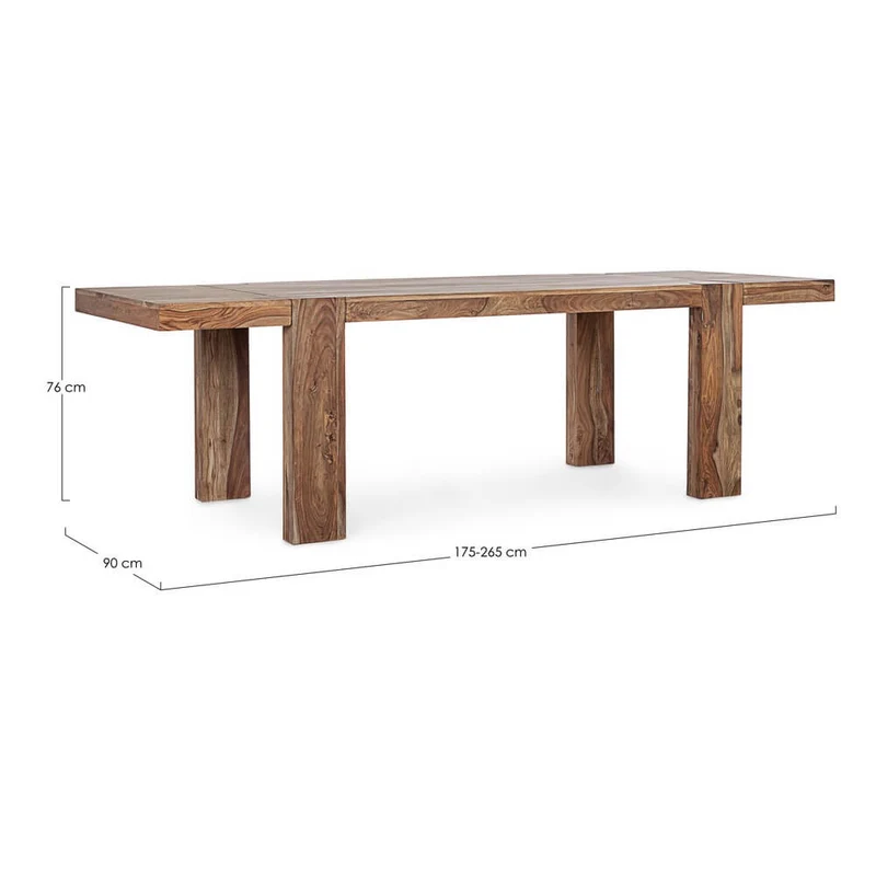 Tavolo allungabile in legno sheesham naturale 175-265x90 cm - CYRUS