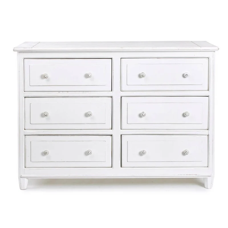 Cassettiera in Legno Mango Massello con 6 Cassetti Stile Shabby - CORINNE
