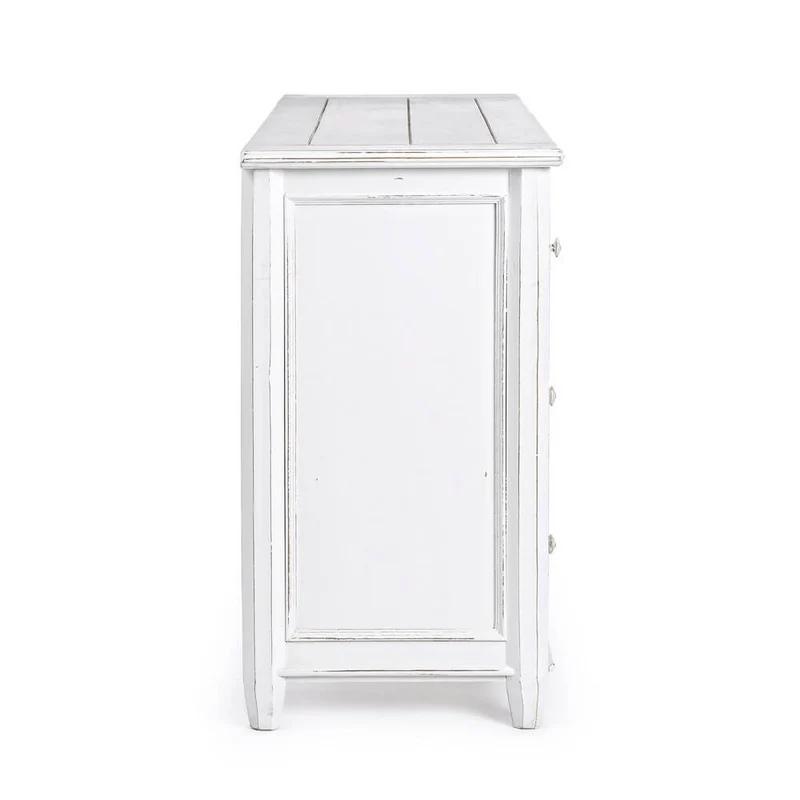 Cassettiera in Legno Mango Massello con 6 Cassetti Stile Shabby - CORINNE