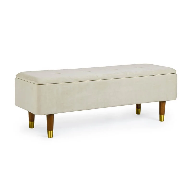 Panca contenitore imbottita in velluto con gambe in legno - COMFY