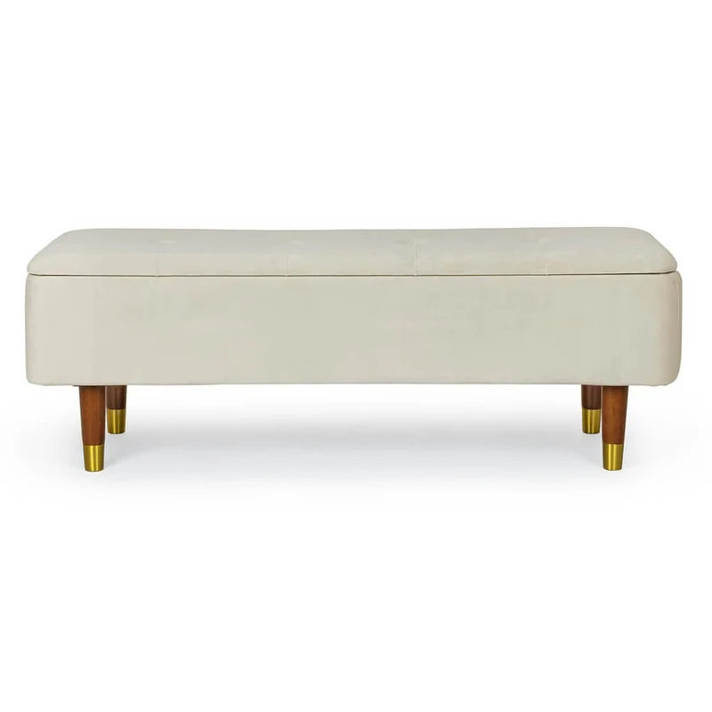 Panca contenitore imbottita in velluto con gambe in legno - COMFY
