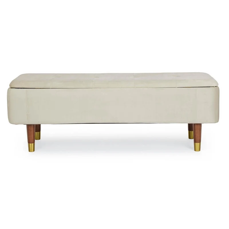 Panca contenitore imbottita in velluto con gambe in legno - COMFY