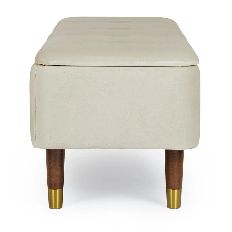 Panca contenitore imbottita in velluto con gambe in legno - COMFY