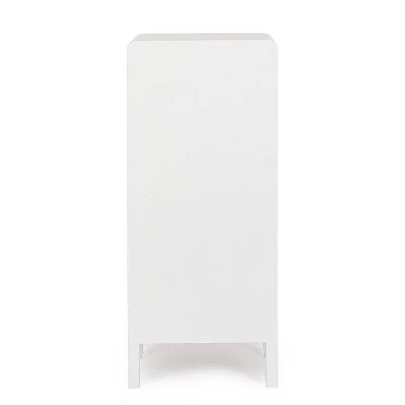 Cassettiera Alta 5 Cassetti in Legno Bianco e Naturale - CHARLOTTE