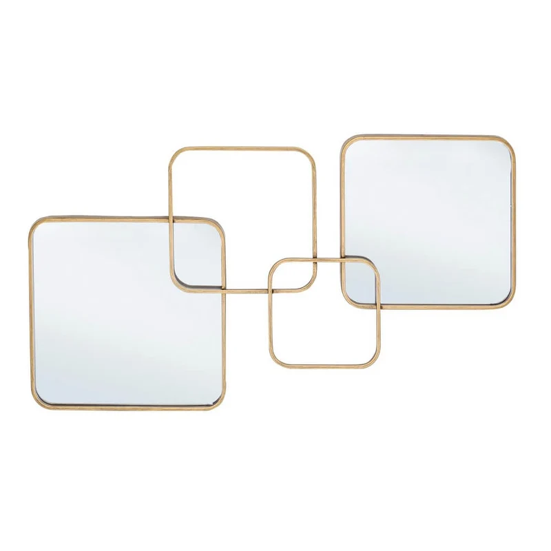Set di 2 Specchi da Parete Geometrici con Cornice Dorata in Acciaio - CARTER