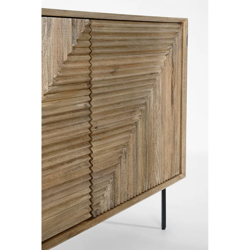 Credenza in Legno di Mango 2 Ante 3 Cassetti con Gambe in Acciaio - ISABELLA