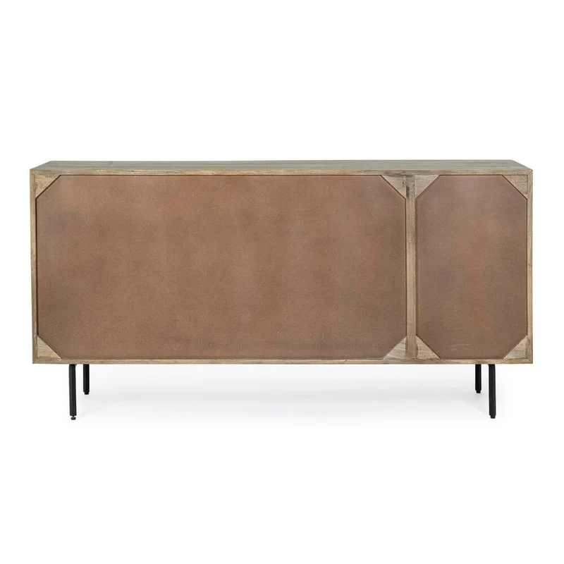 Credenza in Legno di Mango 2 Ante 3 Cassetti con Gambe in Acciaio - ISABELLA