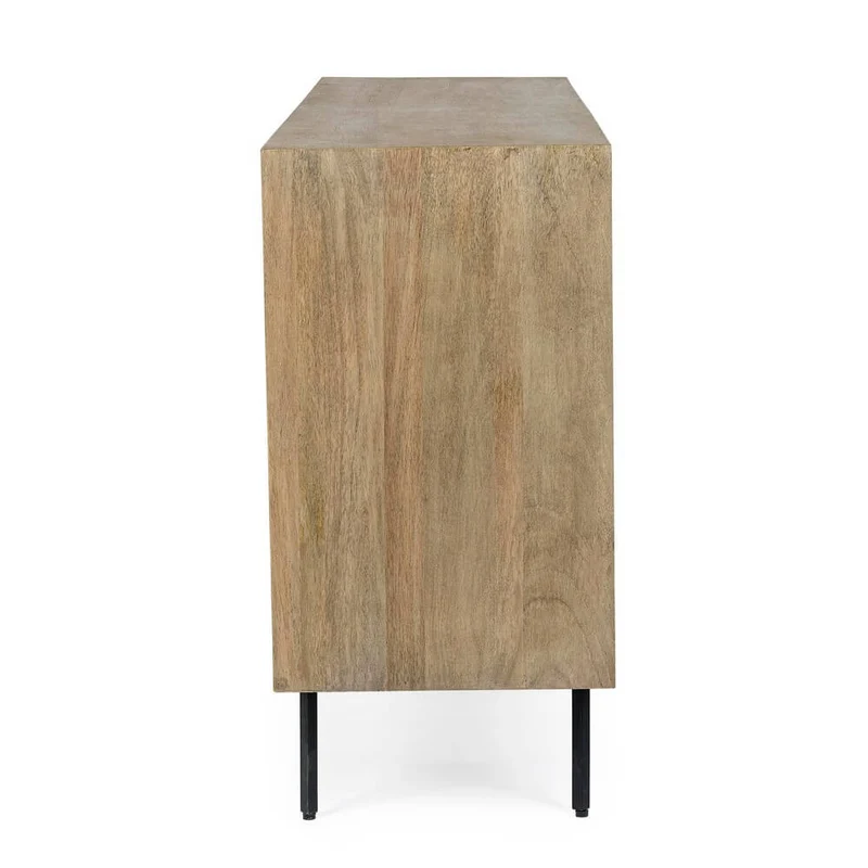 Credenza in Legno di Mango 2 Ante 3 Cassetti con Gambe in Acciaio - ISABELLA
