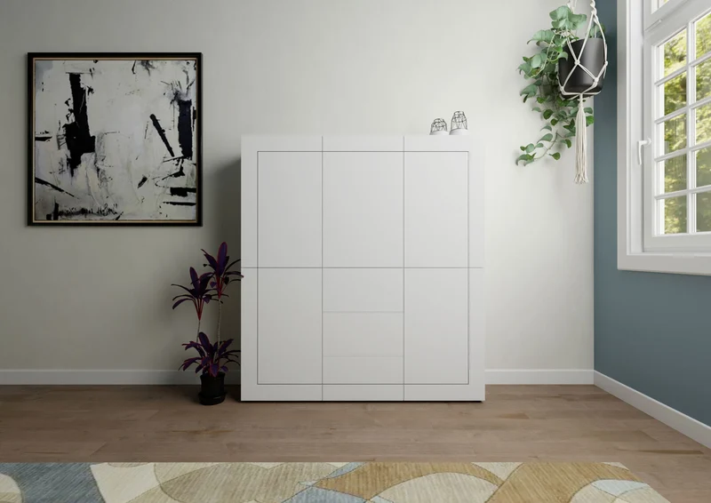 Credenza alta 5 ante/3 cassetti 150x35x165 cm - ELIOS