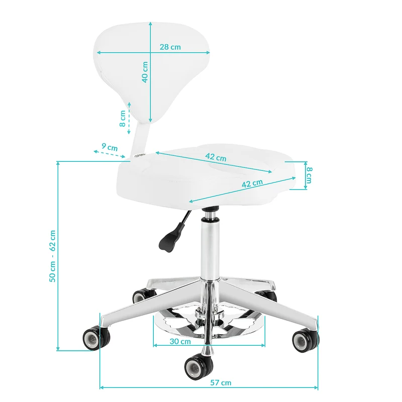 Sgabello Cosmetico Ergonomico con Sistema Bump-Up | 156-F (Bianco)