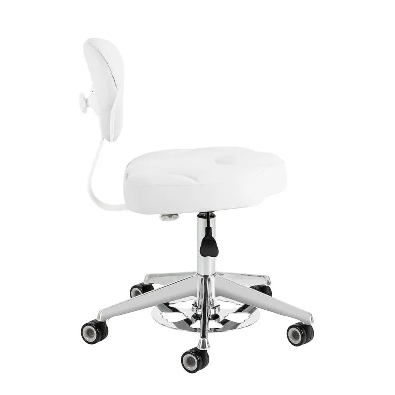 Sgabello Cosmetico Ergonomico con Sistema Bump-Up | 156-F (Bianco)
