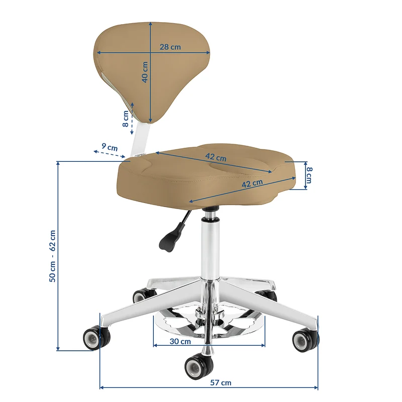Sgabello Cosmetico Ergonomico con Sistema Bump-Up | 156-F (Beige)