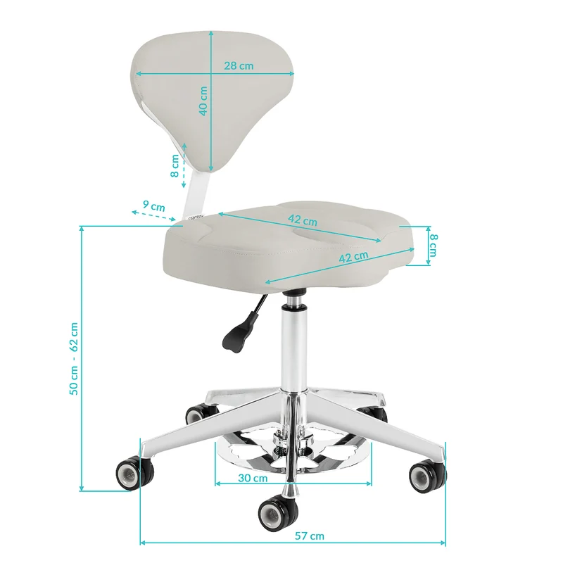 Sgabello Cosmetico Ergonomico con Sistema Bump-Up | 156-F (Grigio)
