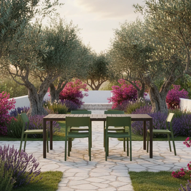 Set Tavolo "Tevere" Allungabile 150/210 cm con 6 Trill Bistrot "Made in Italy"