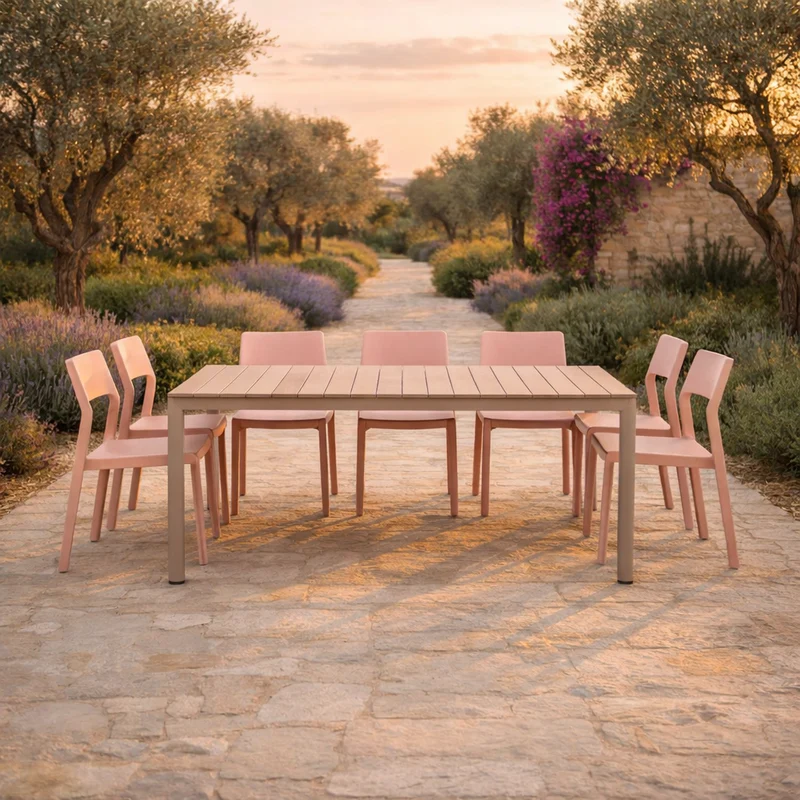 Set Tavolo "Tevere" Allungabile 150/210 cm con 6 Trill Bistrot "Made in Italy"