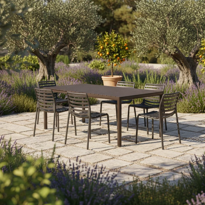 Set Tavolo "Tevere" Allungabile 150/210 cm con 6 sedie Doga "Made in Italy"