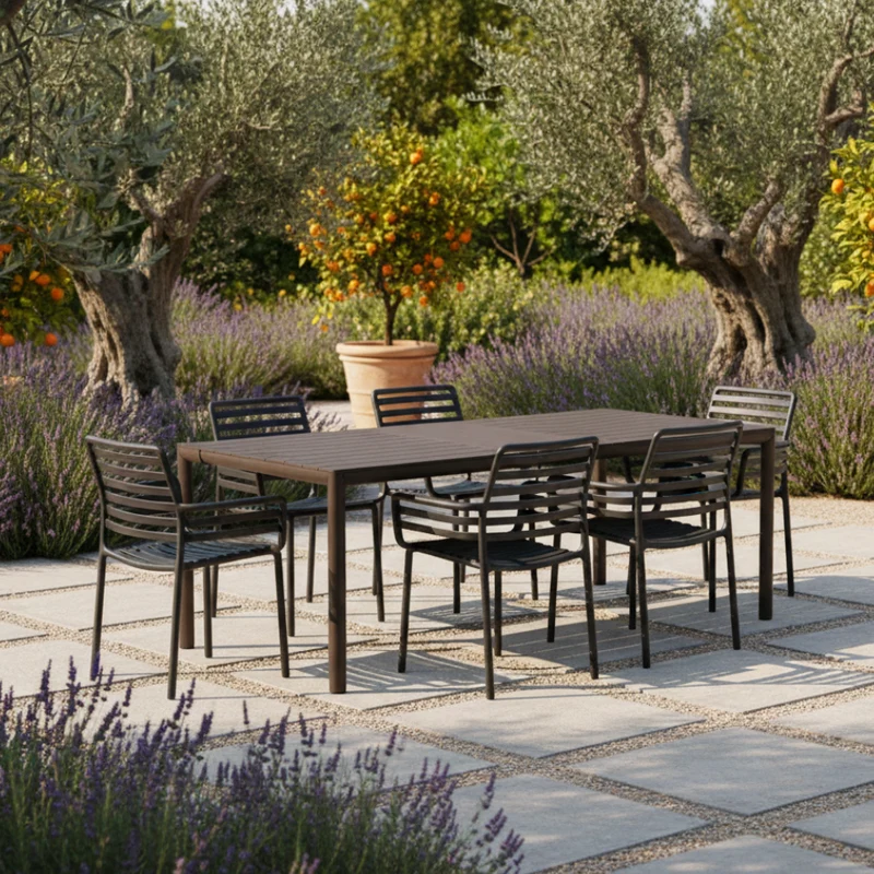 Set Tavolo "Tevere" Allungabile 150/210 cm con 6 sedie Doga "Made in Italy"