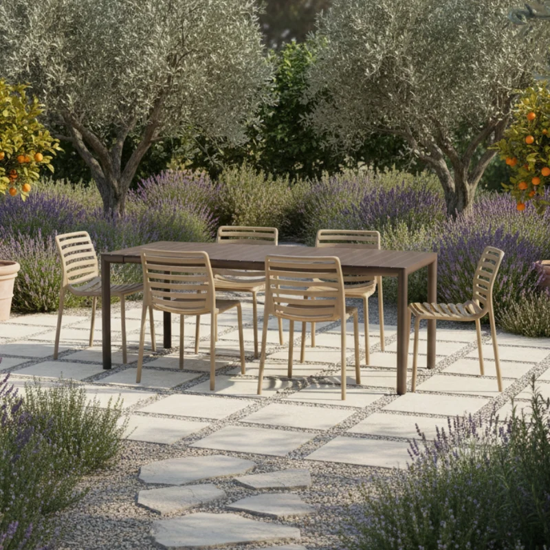 Set Tavolo "Tevere" Allungabile 150/210 cm con 6 sedie Doga "Made in Italy"