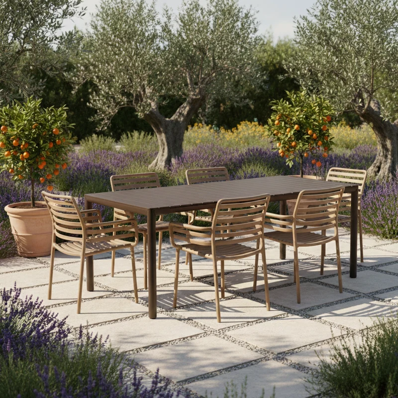 Set Tavolo "Tevere" Allungabile 150/210 cm con 6 sedie Doga "Made in Italy"