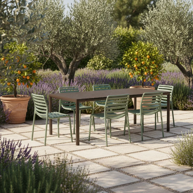 Set Tavolo "Tevere" Allungabile 150/210 cm con 6 sedie Doga "Made in Italy"
