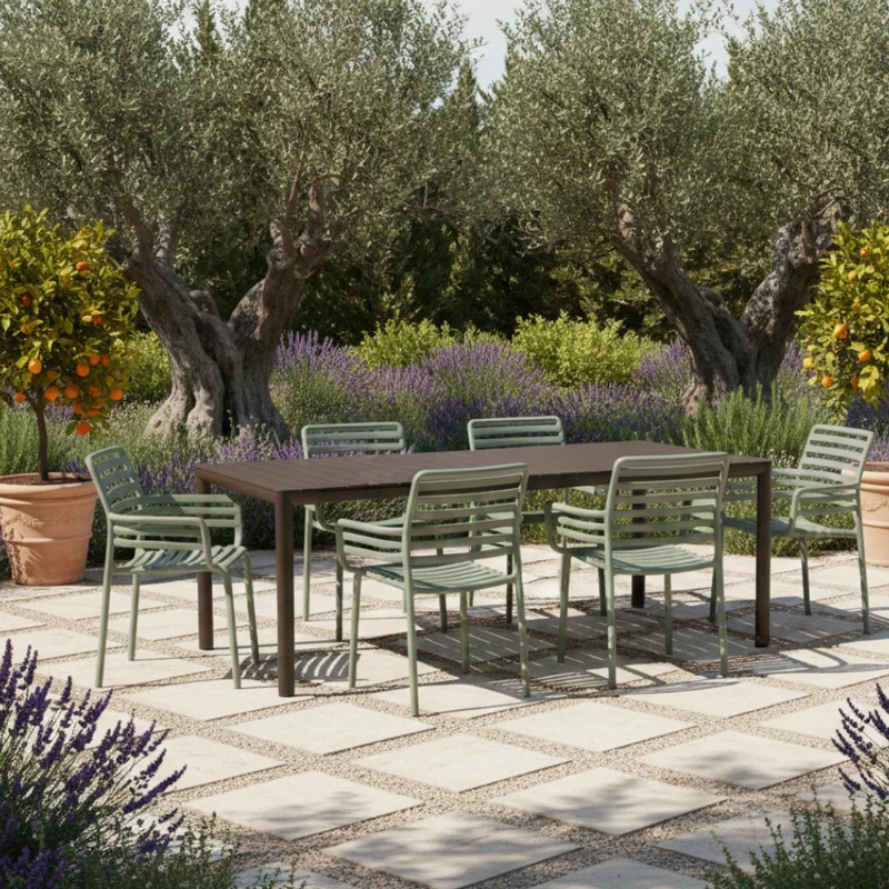 Set Tavolo "Tevere" Allungabile 150/210 cm con 6 sedie Doga "Made in Italy"