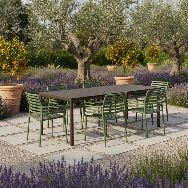 Set Tavolo "Tevere" Allungabile 150/210 cm con 6 sedie Doga "Made in Italy"