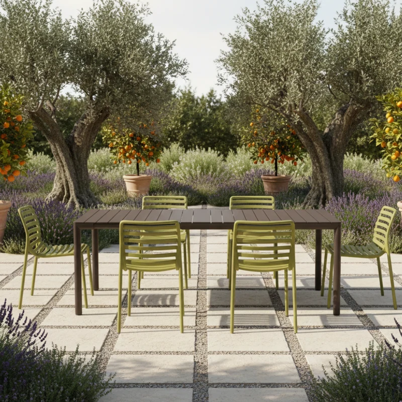 Set Tavolo "Tevere" Allungabile 150/210 cm con 6 sedie Doga "Made in Italy"