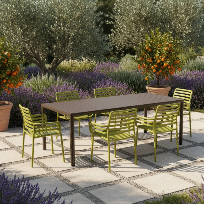 Set Tavolo "Tevere" Allungabile 150/210 cm con 6 sedie Doga "Made in Italy"