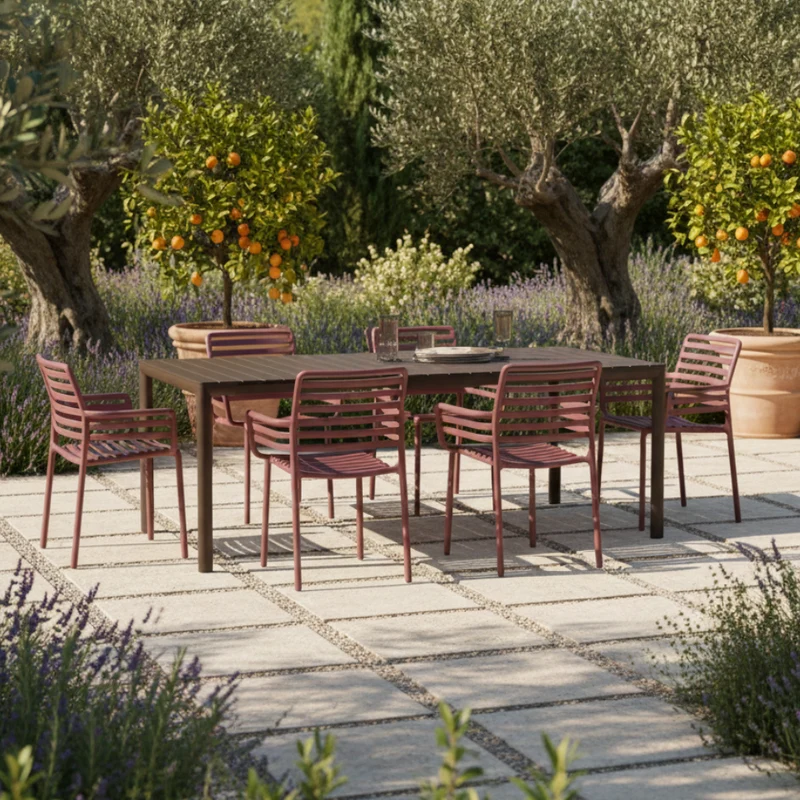 Set Tavolo "Tevere" Allungabile 150/210 cm con 6 sedie Doga "Made in Italy"