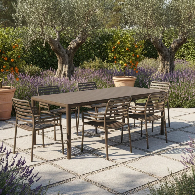 Set Tavolo "Tevere" Allungabile 150/210 cm con 6 sedie Doga "Made in Italy"