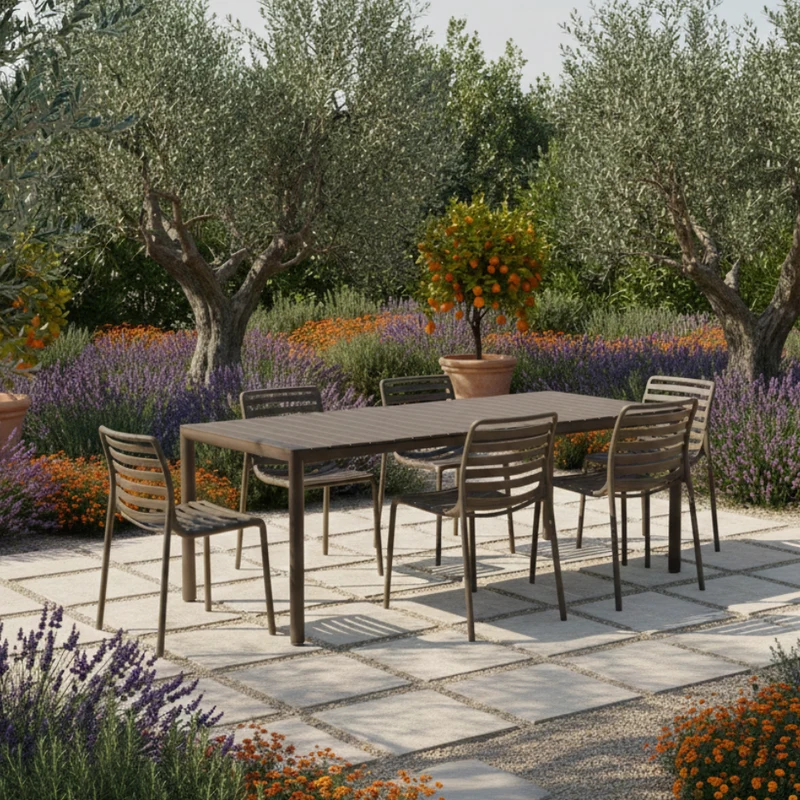 Set Tavolo "Tevere" Allungabile 150/210 cm con 6 sedie Doga "Made in Italy"