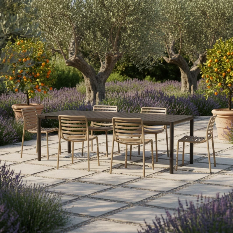 Set Tavolo "Tevere" Allungabile 150/210 cm con 6 sedie Doga "Made in Italy"