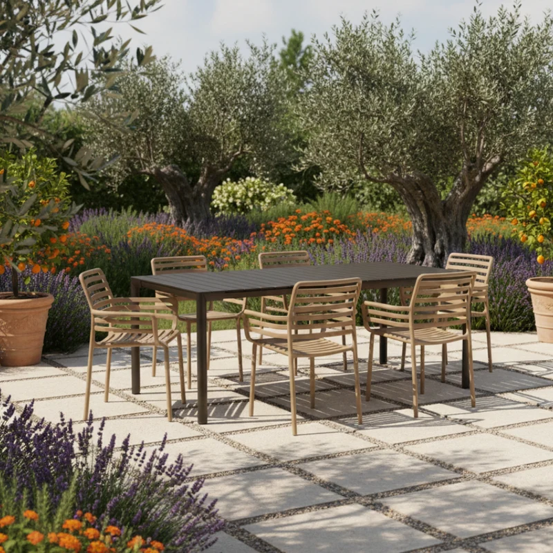 Set Tavolo "Tevere" Allungabile 150/210 cm con 6 sedie Doga "Made in Italy"
