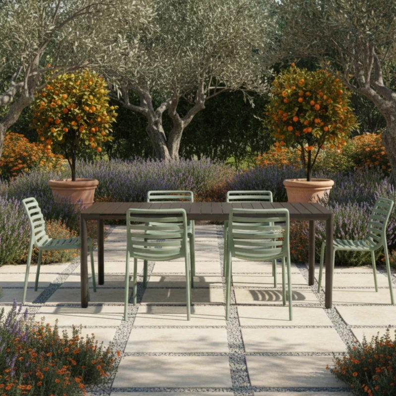 Set Tavolo "Tevere" Allungabile 150/210 cm con 6 sedie Doga "Made in Italy"