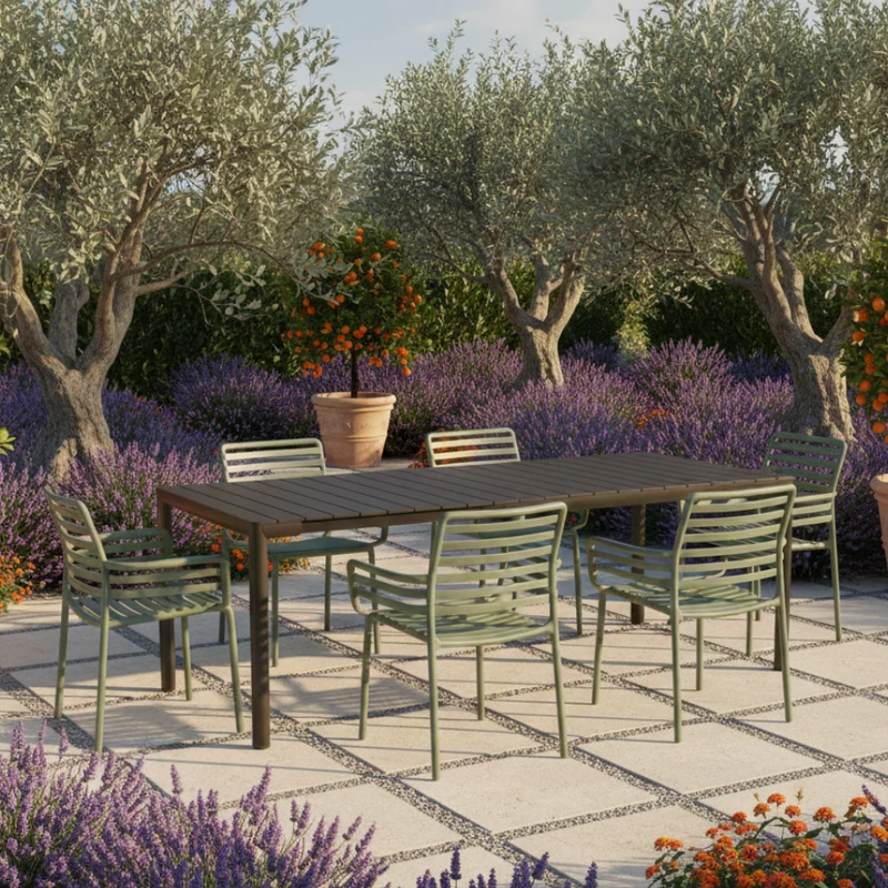 Set Tavolo "Tevere" Allungabile 150/210 cm con 6 sedie Doga "Made in Italy"