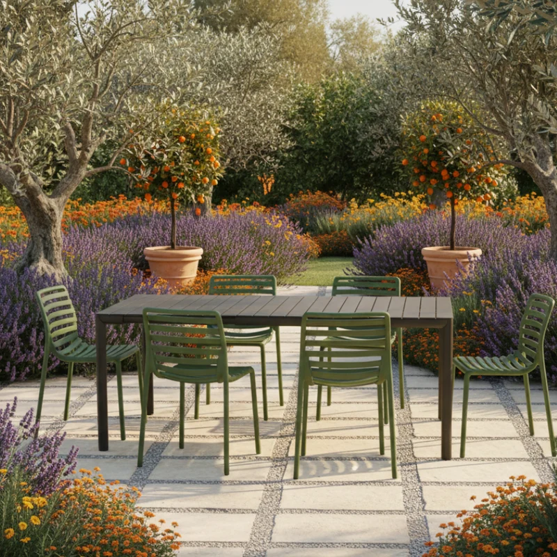 Set Tavolo "Tevere" Allungabile 150/210 cm con 6 sedie Doga "Made in Italy"