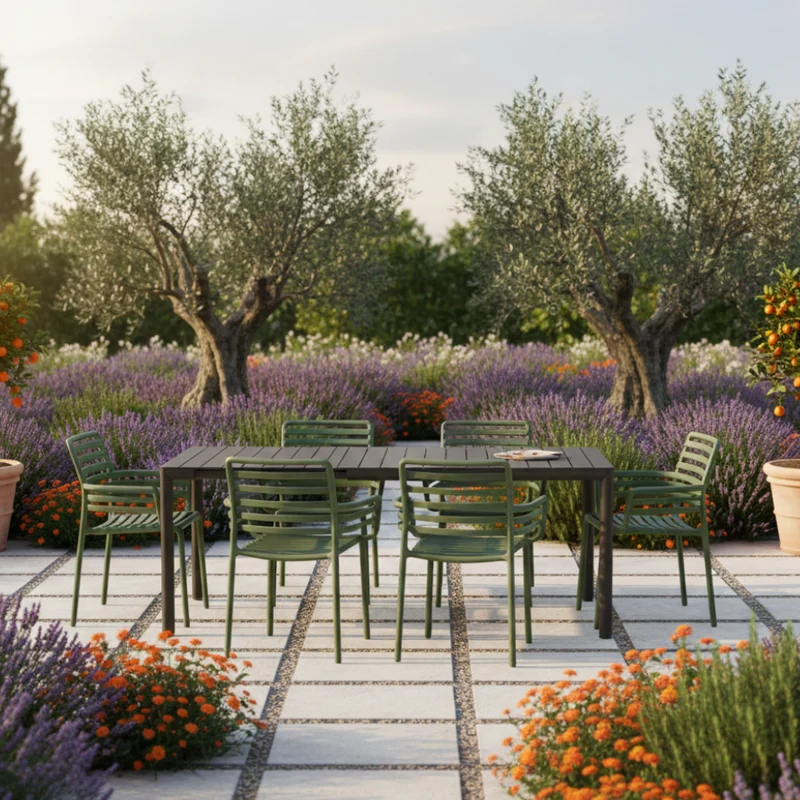 Set Tavolo "Tevere" Allungabile 150/210 cm con 6 sedie Doga "Made in Italy"
