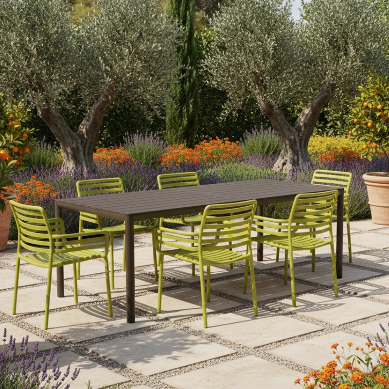 Set Tavolo "Tevere" Allungabile 150/210 cm con 6 sedie Doga "Made in Italy"