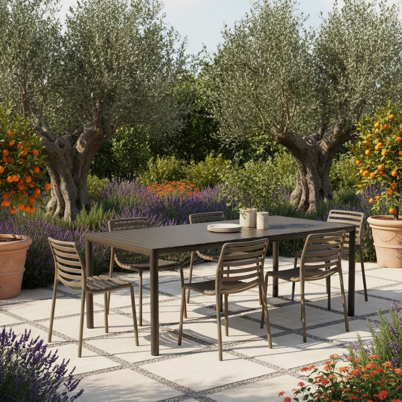 Set Tavolo "Tevere" Allungabile 150/210 cm con 6 sedie Doga "Made in Italy"